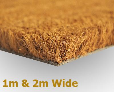 Coir Doormat Heavy Duty Non Slip Plain Natural 17mm 1m And 2m Wide Any Size Mat - Slip Not Co Uk