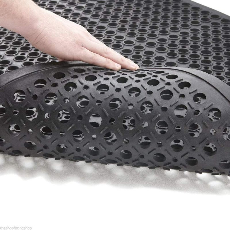 Rubber Workshop Safety Mats With Drainage Holes E - Slip Not Co Uk